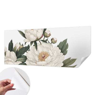 Mural de pared con estampado hermoso con peonías blancas