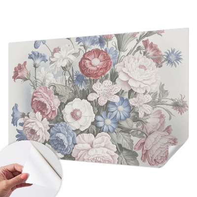 Papel mural texturado decorativo ramo colorido