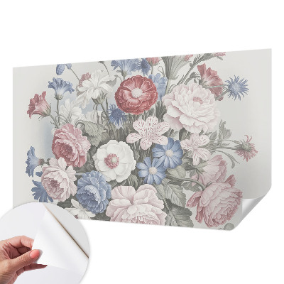Papel mural texturado decorativo con un diseño de ramo colorido