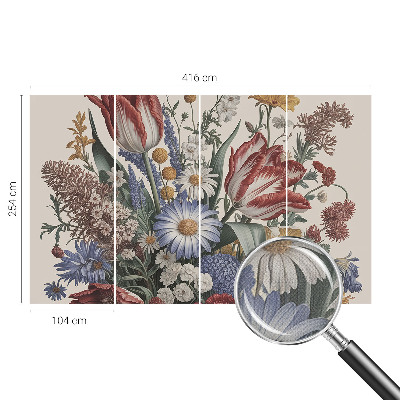 Papel mural texturado decorativo ramo de flores