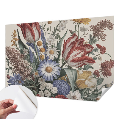 Papel mural texturado decorativo con un motivo de ramo de flores