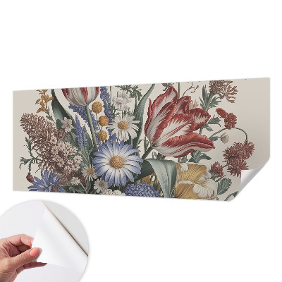Papel mural texturado decorativo con un motivo de ramo de flores