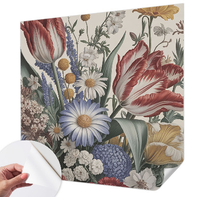 Papel mural texturado decorativo con un motivo de ramo de flores