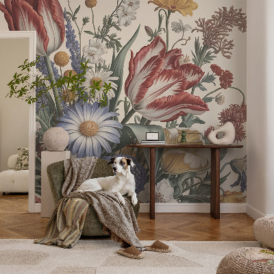 Papel mural texturado decorativo ramo de flores