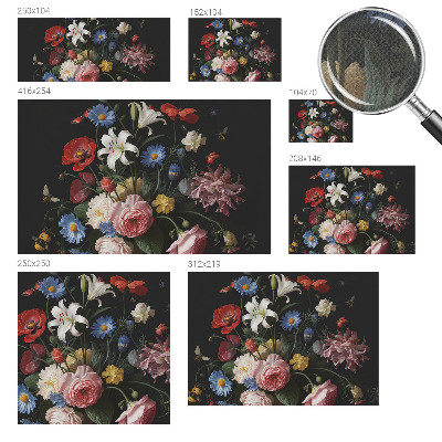 Mural de pared con estampado hermoso Flores con insectos