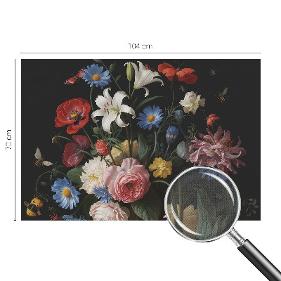 Mural de pared con estampado hermoso Flores con insectos