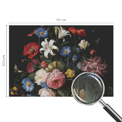 Mural de pared con estampado hermoso Flores con insectos