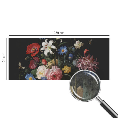 Mural de pared con estampado hermoso Flores con insectos