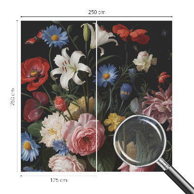 Mural de pared con estampado hermoso Flores con insectos