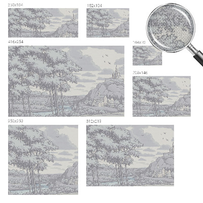Papel mural con patrón decorativo paisaje de cuento de hadas