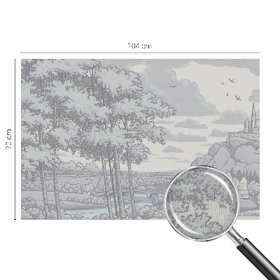 Papel mural con patrón decorativo paisaje de cuento de hadas