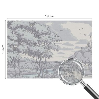 Papel mural con patrón decorativo paisaje de cuento de hadas