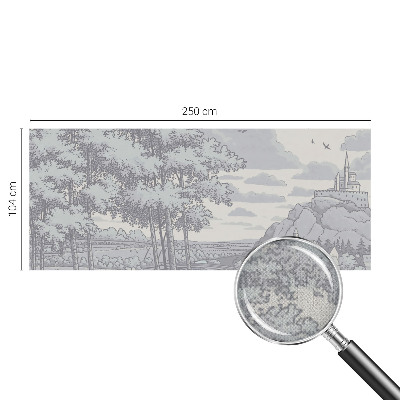 Papel mural con patrón decorativo paisaje de cuento de hadas