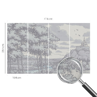 Papel mural con patrón decorativo paisaje de cuento de hadas