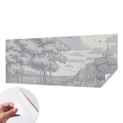 Papel mural con patrón decorativo paisaje de cuento de hadas