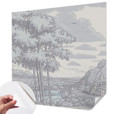 Papel mural con patrón decorativo paisaje de cuento de hadas
