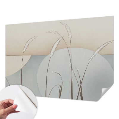 Fotomural decorativo para cabecero de cama con diseño de hierbas suaves