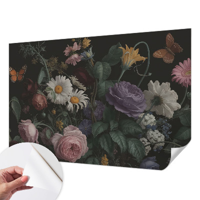 Mural de pared con estampado hermoso con un motivo floral elegante