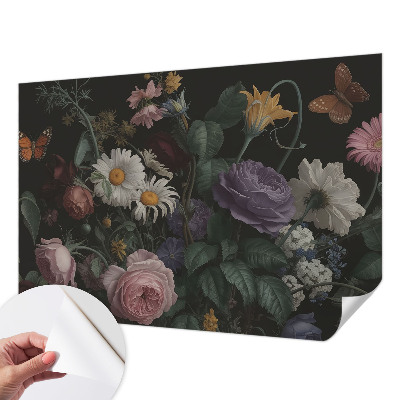 Mural de pared con estampado hermoso con un motivo floral elegante