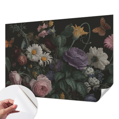 Mural de pared con estampado hermoso con un motivo floral elegante