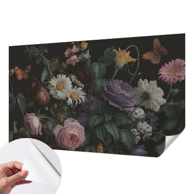 Mural de pared con estampado hermoso con un motivo floral elegante