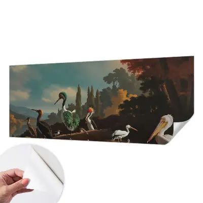 Papel mural con patrón decorativo con motivo de pájaros pintorescos