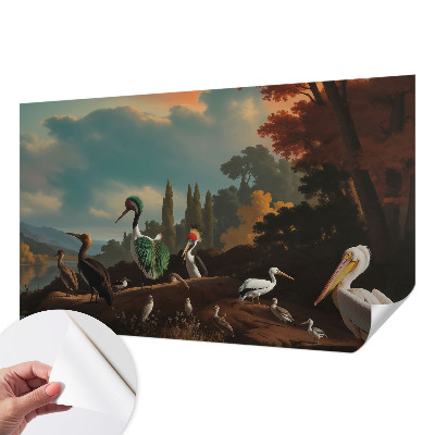 Papel mural con patrón decorativo Pájaros pintorescos