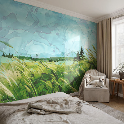 Papel mural texturado decorativo paisajes verdes