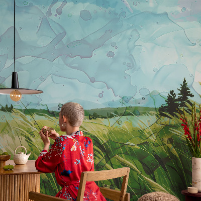 Papel mural texturado decorativo paisajes verdes