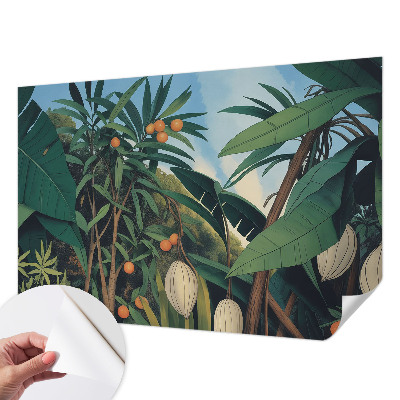 Papel mural texturado decorativo con diseño de selva tropical