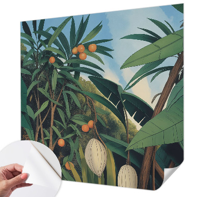 Papel mural texturado decorativo con diseño de selva tropical