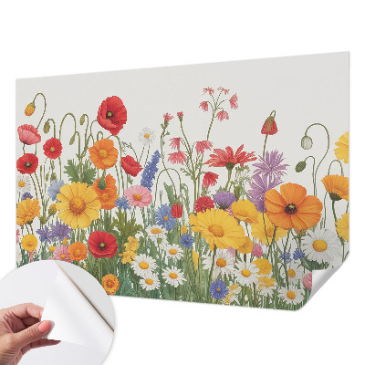 Fotomural decorativo para cabecero de cama con un prado de flores