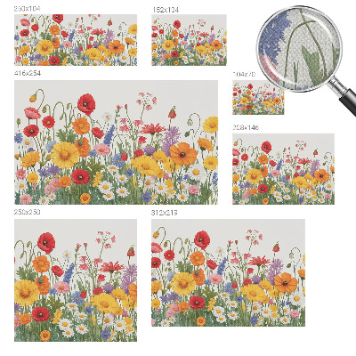 Fotomural decorativo para cabecero de cama con un prado de flores