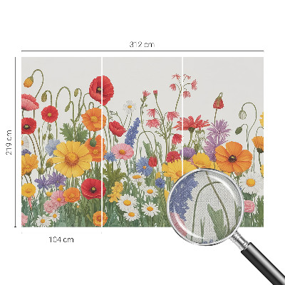 Fotomural decorativo para cabecero de cama con un prado de flores