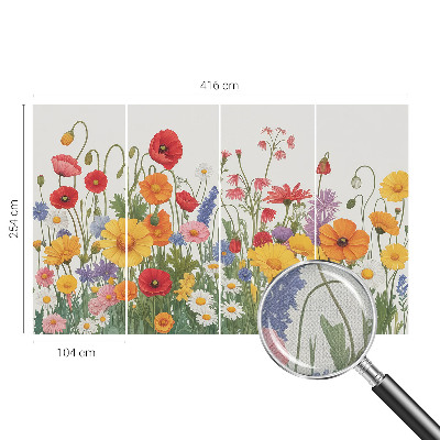 Fotomural decorativo para cabecero de cama con un prado de flores