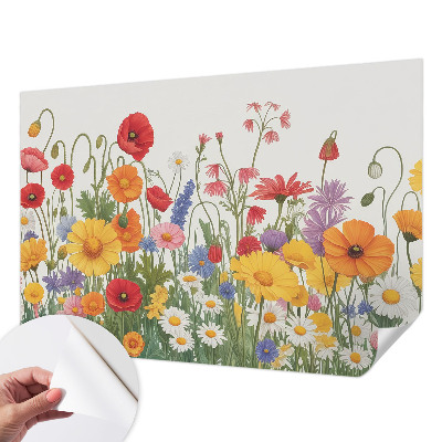 Fotomural decorativo para cabecero de cama con un prado de flores