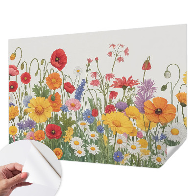 Fotomural decorativo para cabecero de cama con un prado de flores