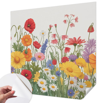 Fotomural decorativo para cabecero de cama con un prado de flores