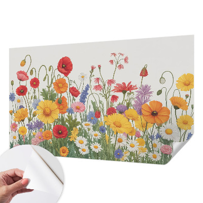 Fotomural decorativo para cabecero de cama con un prado de flores