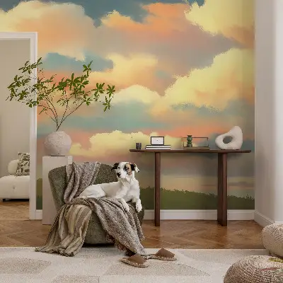 Mural de pared con estampado hermoso con motivo de nubes del cielo