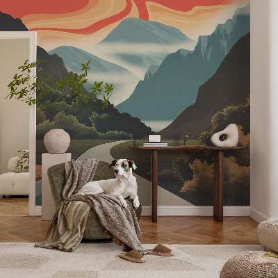 Papel mural con patrón decorativo Aventura en la montaña
