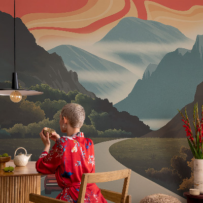 Papel mural con patrón decorativo Aventura en la montaña