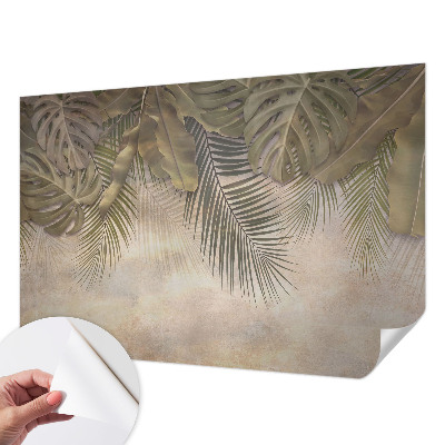 Papel mural texturado decorativo con motivo de hojas tropicales