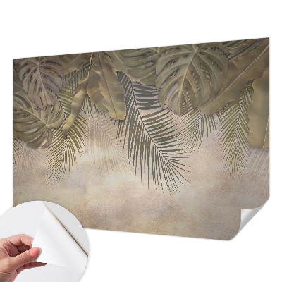 Papel mural texturado decorativo con motivo de hojas tropicales