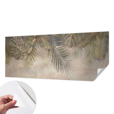 Papel mural texturado decorativo con motivo de hojas tropicales