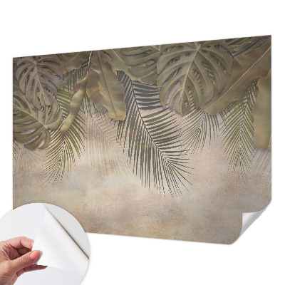 Papel mural texturado decorativo con motivo de hojas tropicales