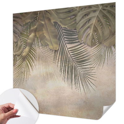 Papel mural texturado decorativo con motivo de hojas tropicales