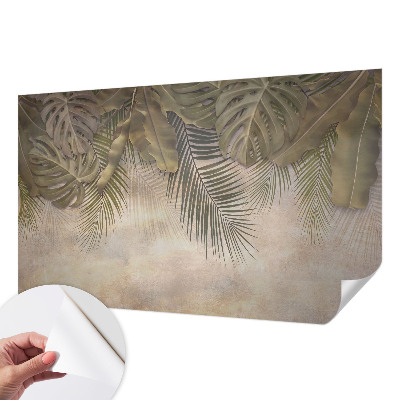 Papel mural texturado decorativo con motivo de hojas tropicales