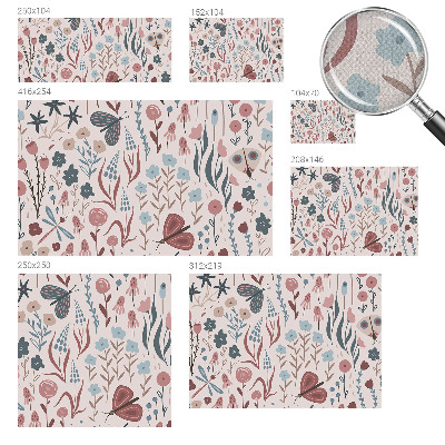 Mural de pared con estampado hermoso Flores insectos