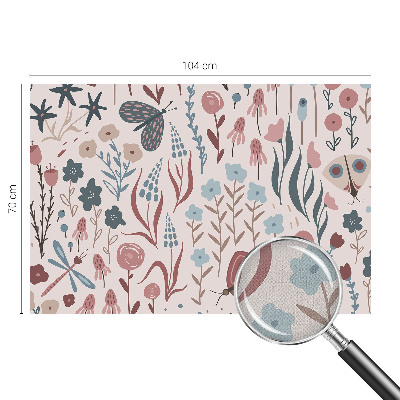 Mural de pared con estampado hermoso Flores insectos